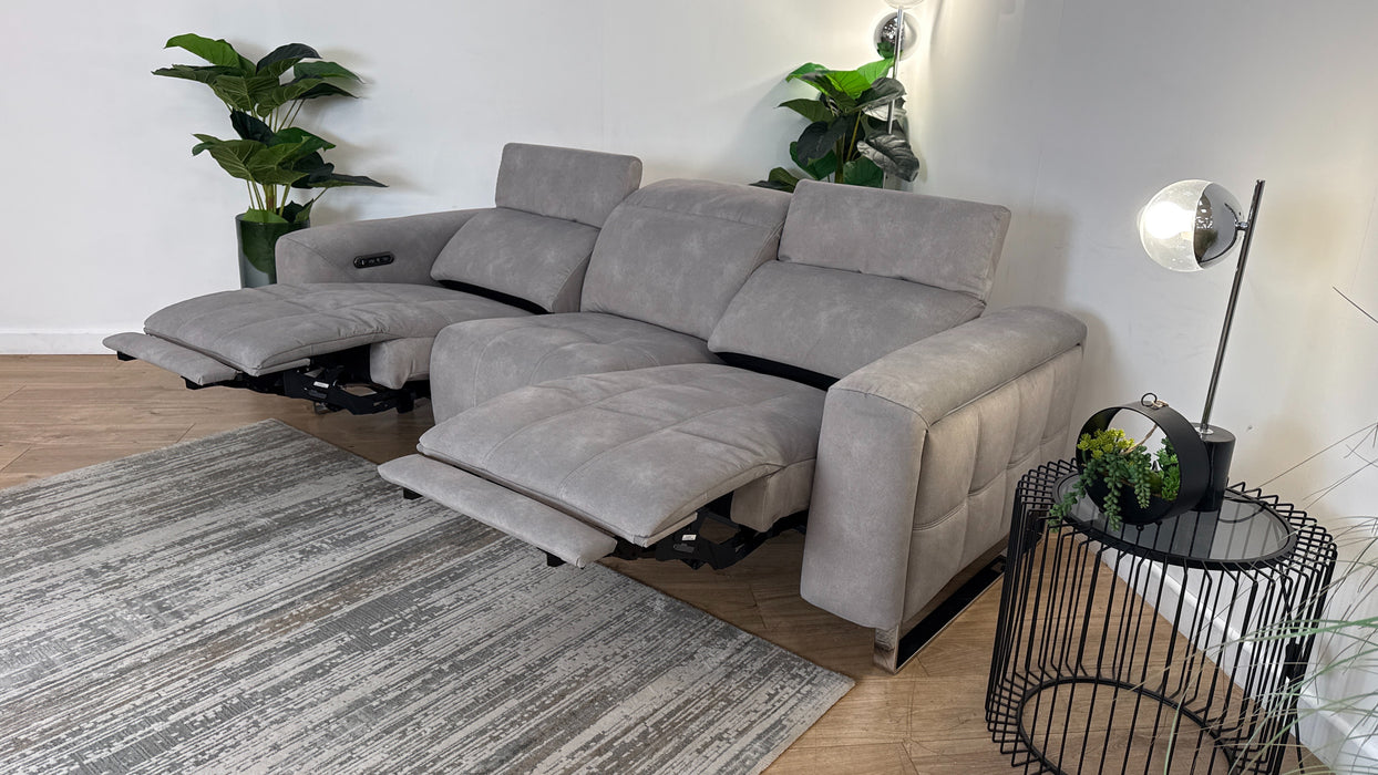 Sofology Marvella Fabric 3 Seater Recliner in Flecked Stone