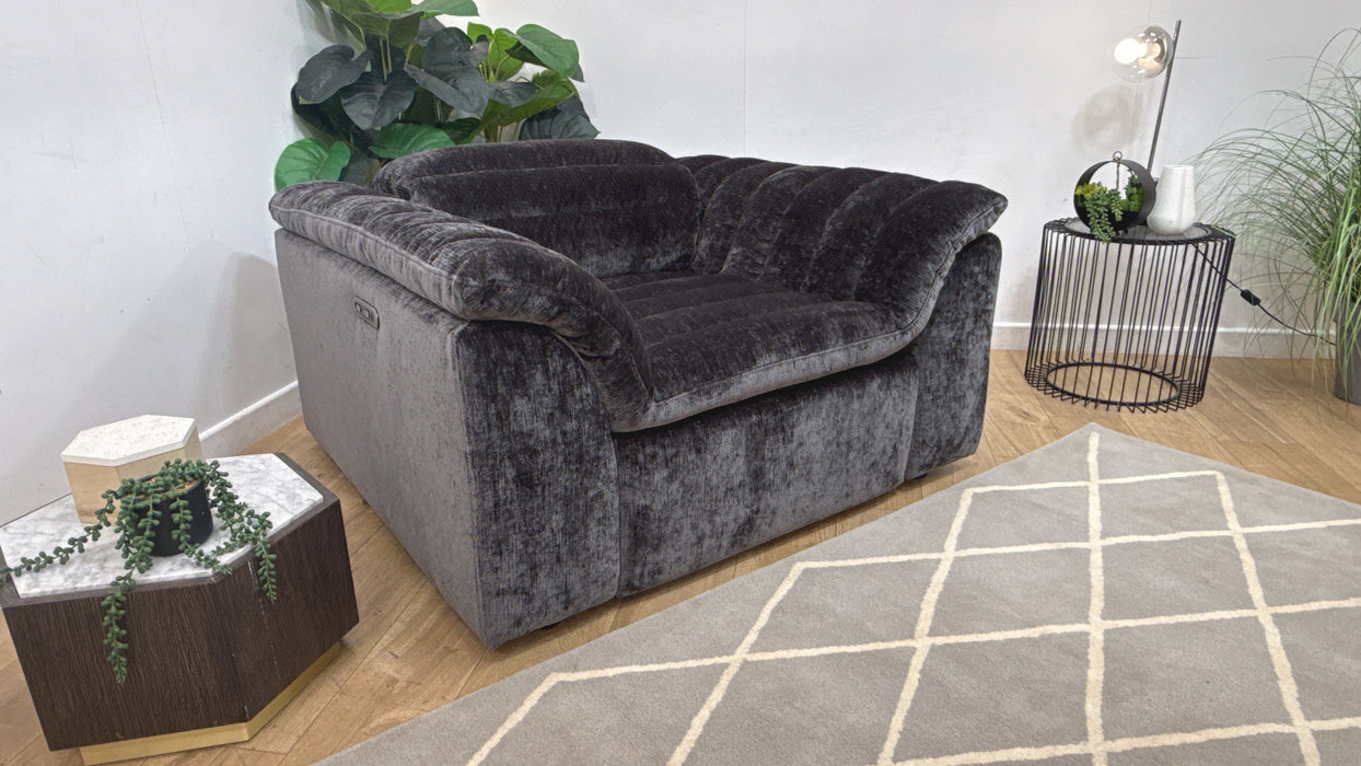 Sofology Olson Fabric Chair Power Recliner in Luxury Textured Chenille Anthracite