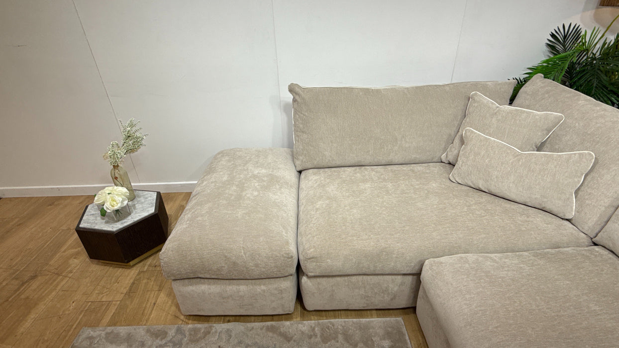 Sofology Georgio Fabric Terminal 1 Corner 3 Feather Flex Seats in Lifestyle Plush Chenille Wicker Mix