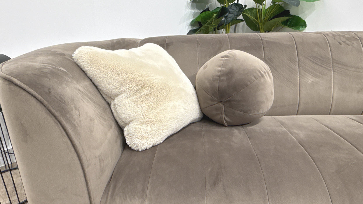 Sofology Fitzrovia Fabric 4 Seater Dark Wood Trim in Matt Velvet Mole Mix