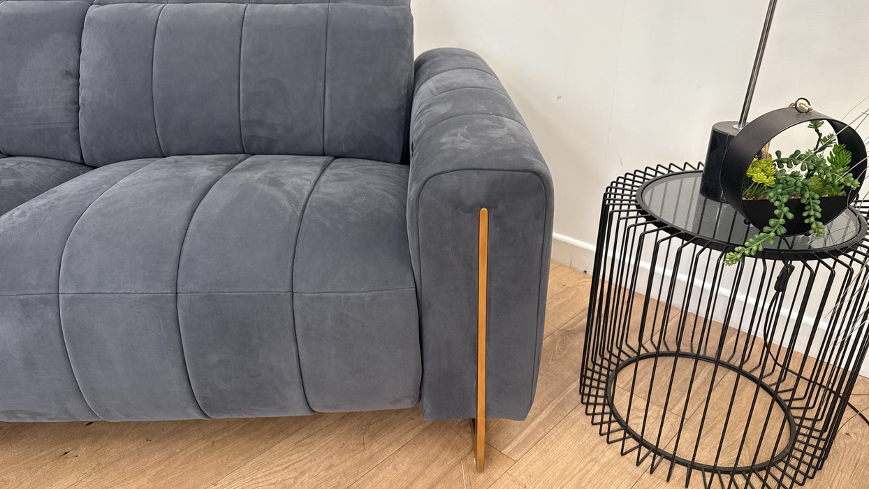 Sofology The Paramount Fabric 4 Seater Chaise Power Recliner/Headrest in Lifestyle Nubuck Feel Charcoal