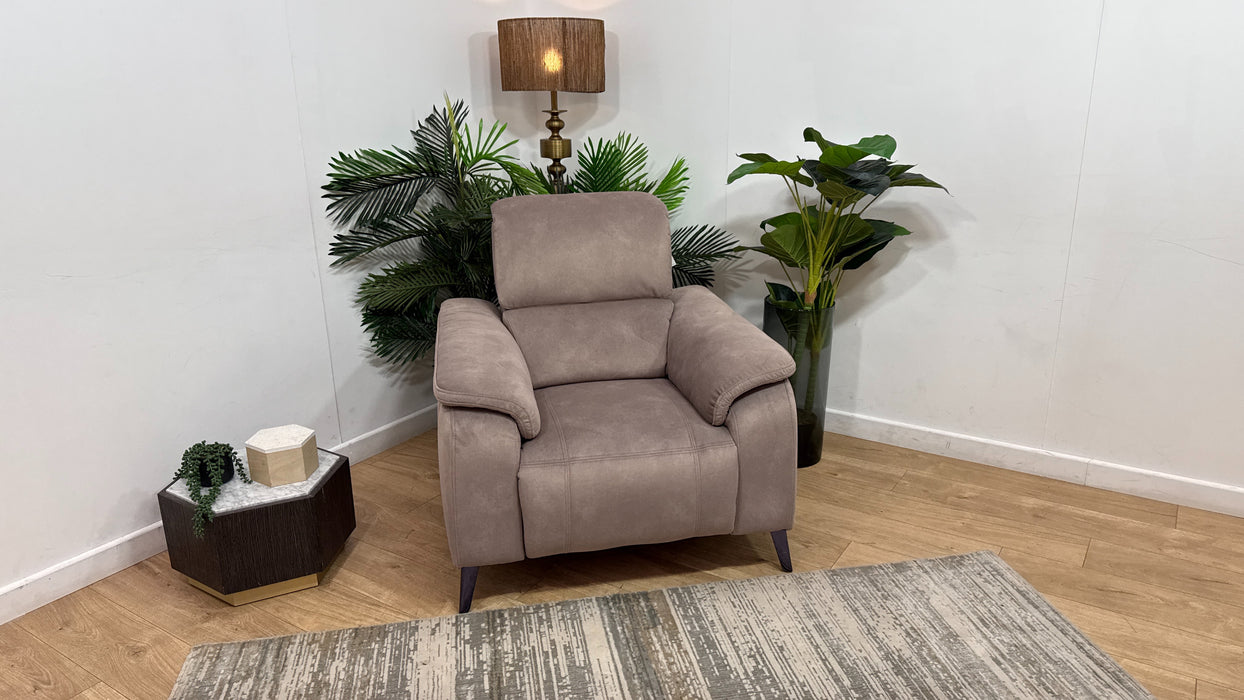 Sofology Bailey Fabric Chair Power Recliner in Lifestyle Flecked Nutmeg