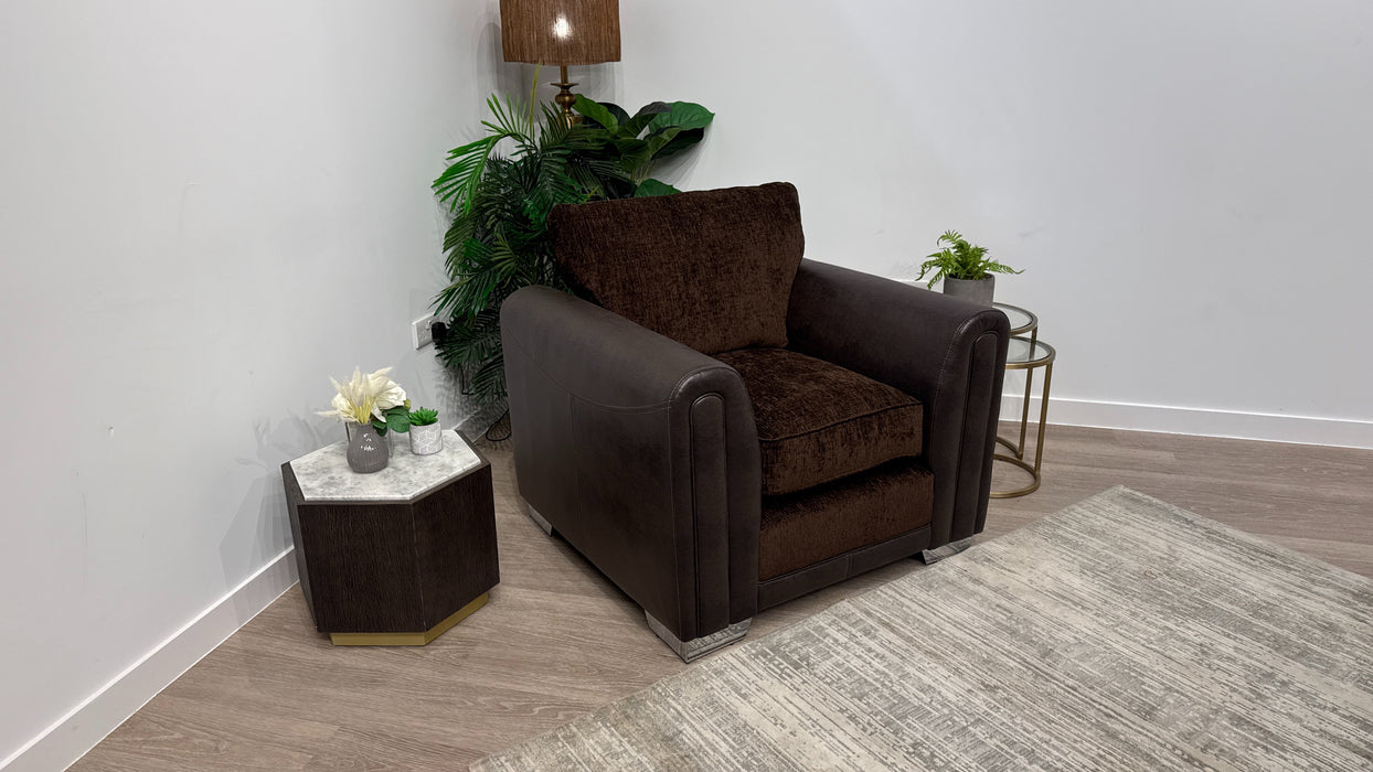 DFS Ollie Armchair Rhombus in Chocolate And Brown