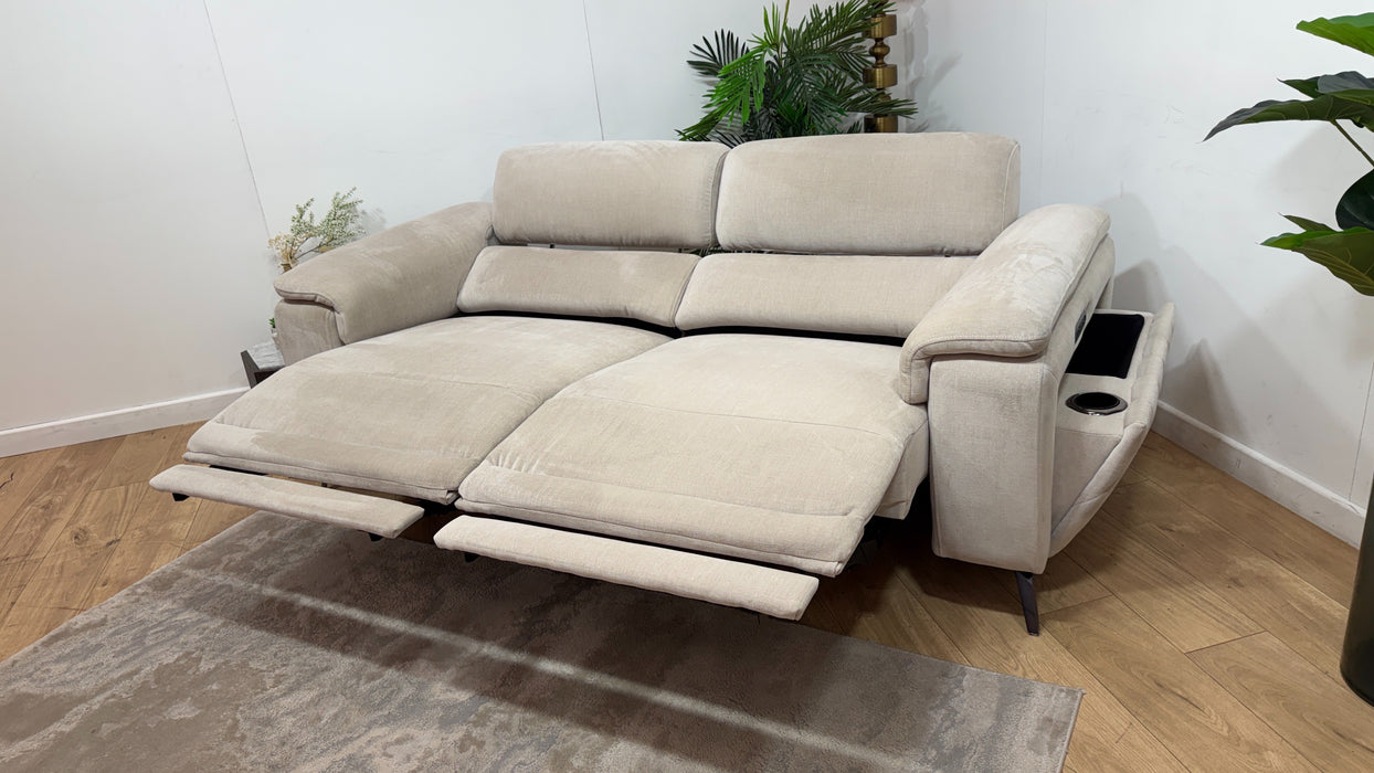 Sofology Fratelli Fabric 2.5 Seater Power Recliner/Headrest in Relaxed Chenille Cotton