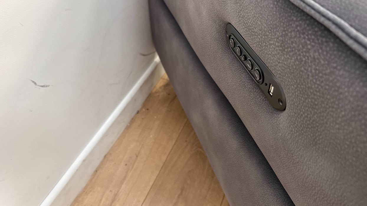 Sofology The Dakota 3 Seater Fabric Recliner Chaise in Lifestyle Mottled Charcoal