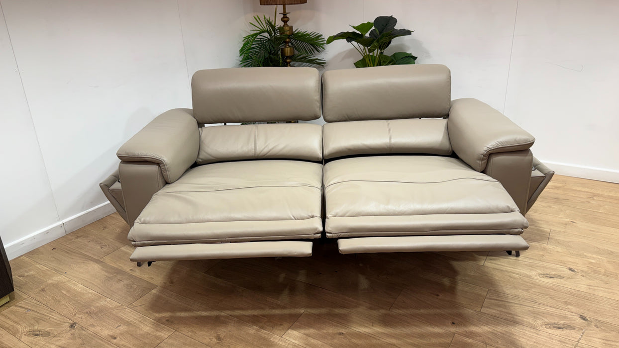Sofology Fratelli Leather 2.5 Seater Power Recliner/Headrest in Trusty Embossed Stone