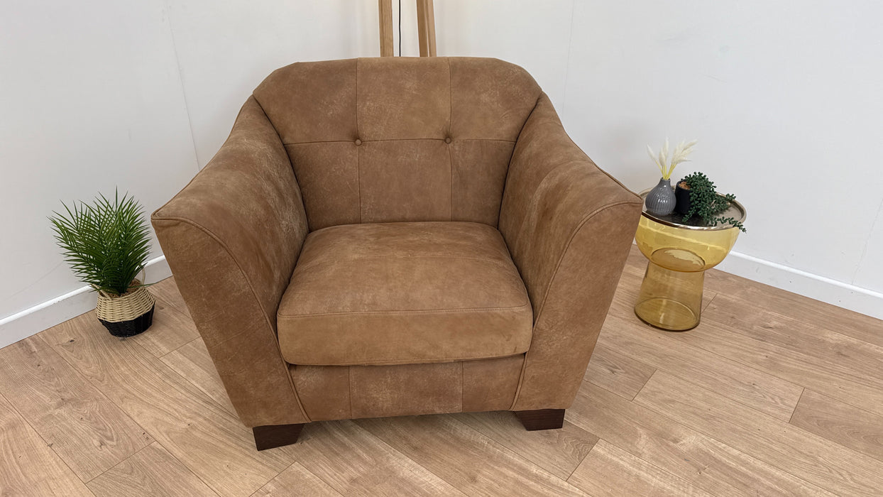 Bartelli 1 Seat - Leather Chair - Character Leather Tan/Soft Chenille Almond Mix