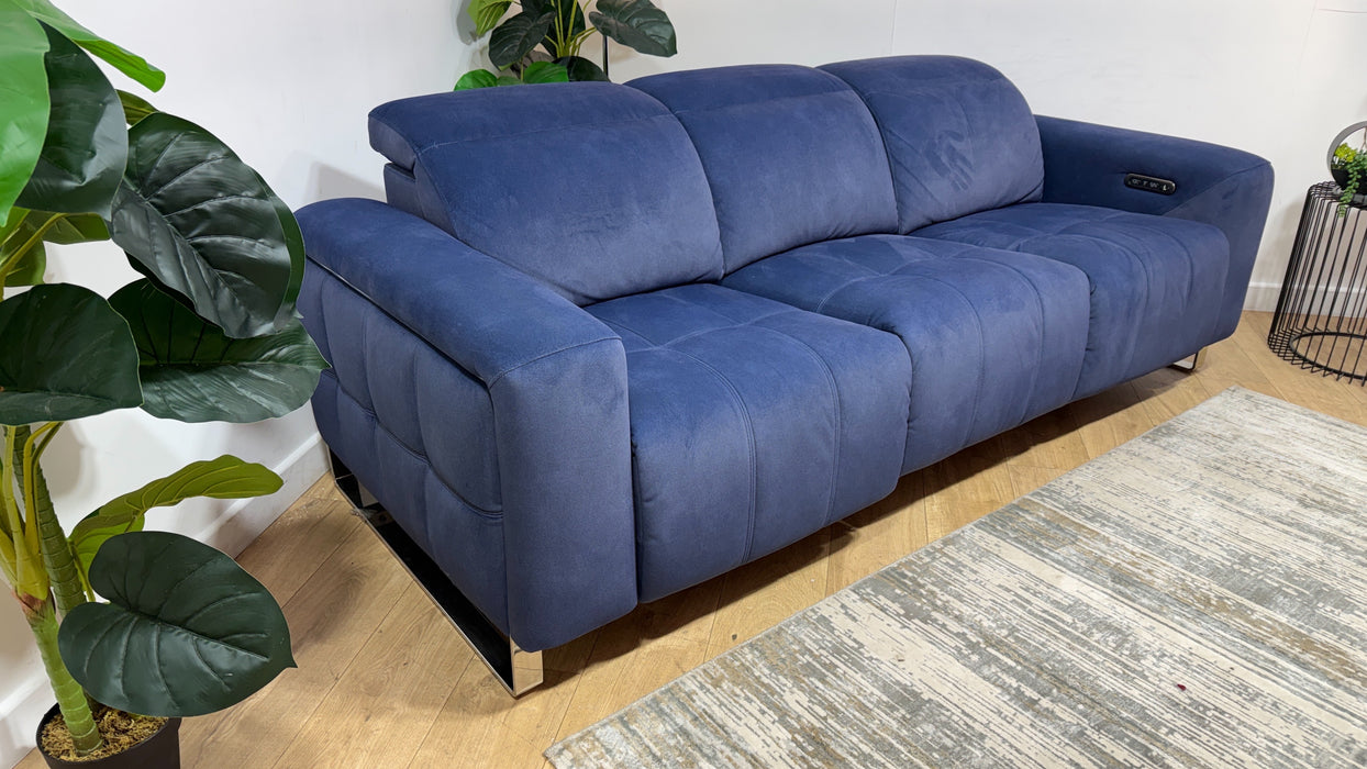 Sofology Marvella Fabric 3 Seater Power Recliner/Headrest in Lifestyle Flecked Navy