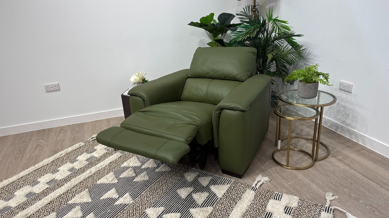 DFS Arwen Leather Power Recliner Chair Borelli in Khaki