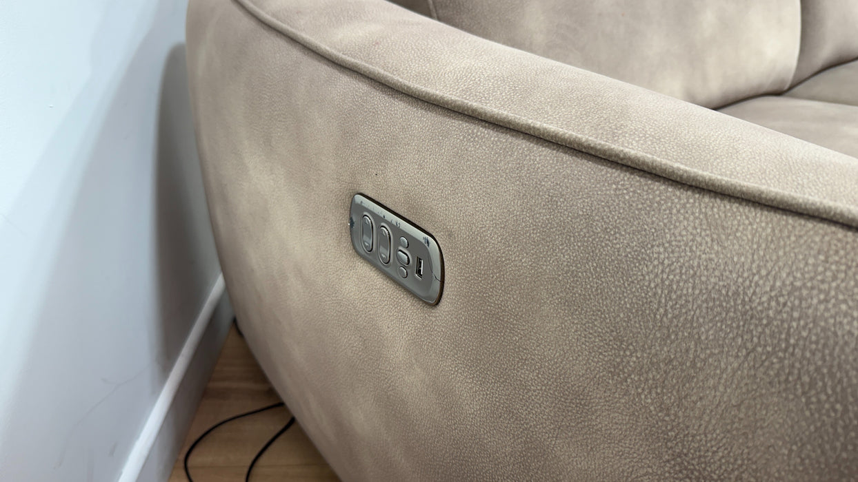Sofology Serene Fabric 3 Seater Chaise Power Recliner/Headrest in Lifestyle Mottled Latte