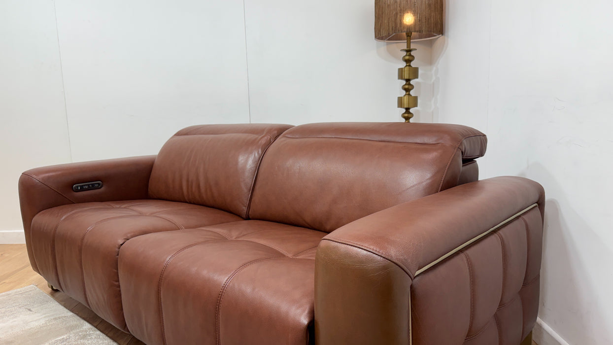 Sofology Marvella Leather 2.5 Seater Power Recliner/Headrest in Trusty Sheen Butterscotch