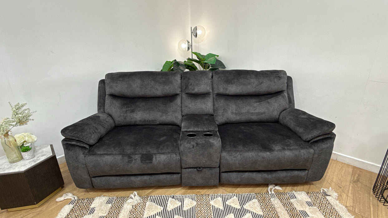 DFS Trek 2 seater Power Recliner with console in Charcoal