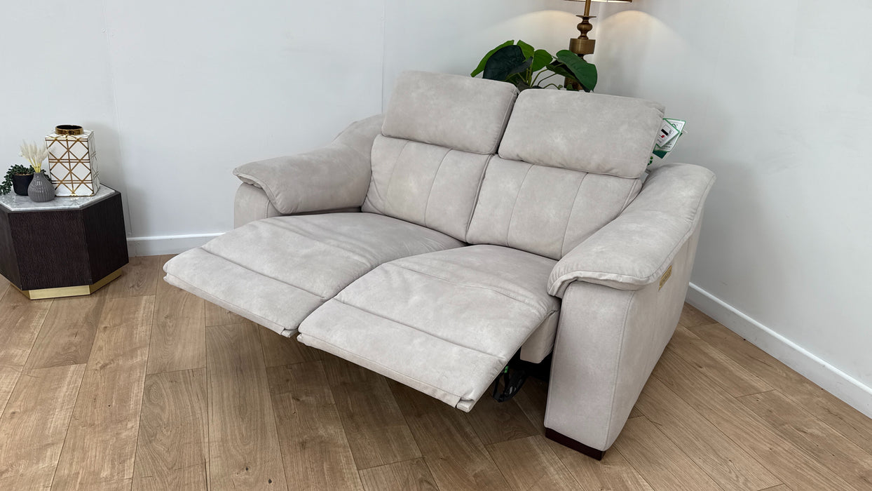 Sofology Carrera Fabric 2 Seater Power Recliner/Headrest in Lifestyle Flecked Ivory