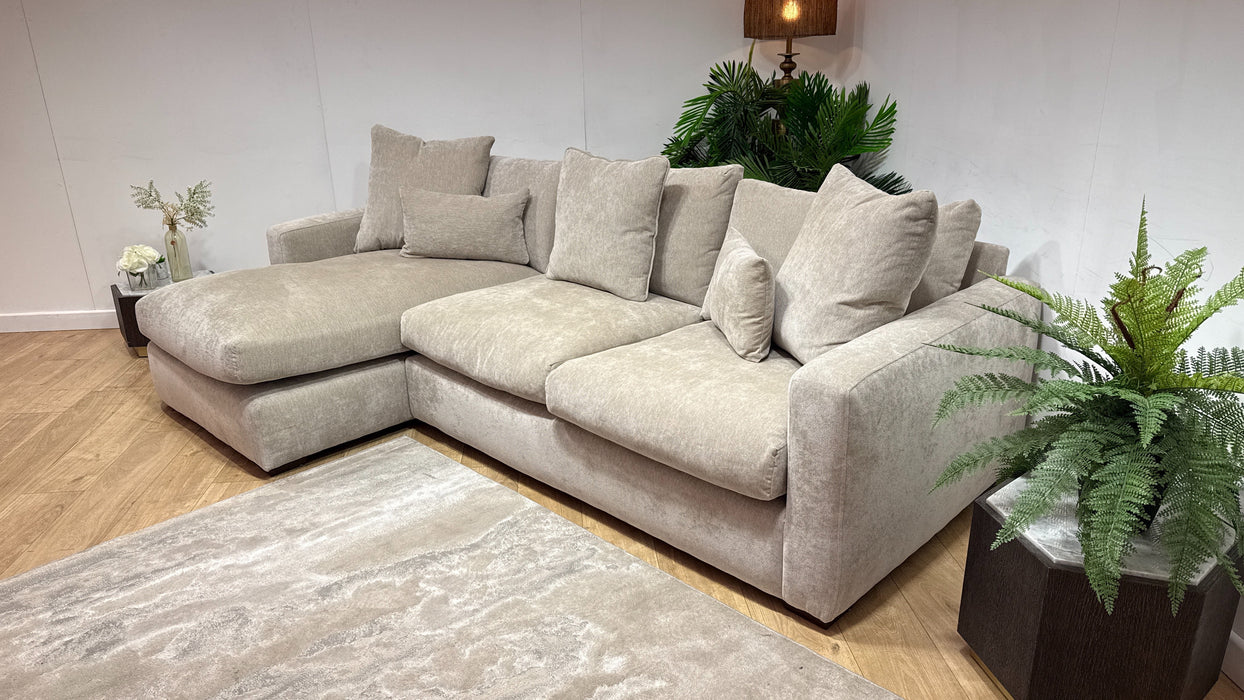 Sofology Moderna Fabric Chaise 4 Seater Extra Flex in Lifestyle Plush Chenille Wicker