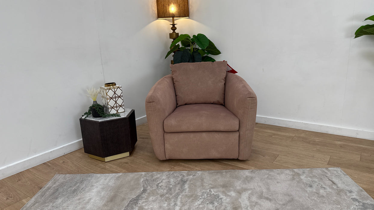 Sofology Marvella Fabric Swivel Chair in Lifestyle Flecked Sand