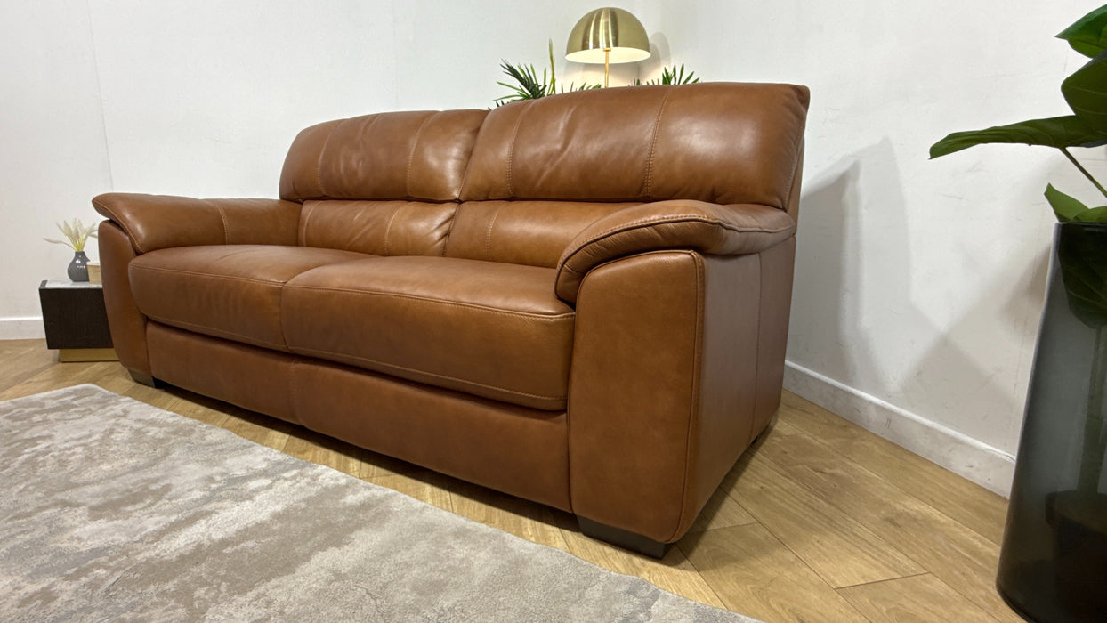 Sofology Santina Leather 3 Seater in Relaxed Soft Tan
