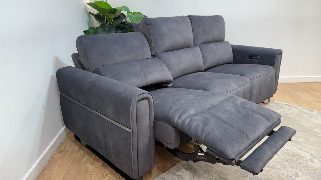 Sofology Ravello Fabric 3 Seater Power Recliner/Headrest Lumbar Support in Lifestyle Flecked Charcoal