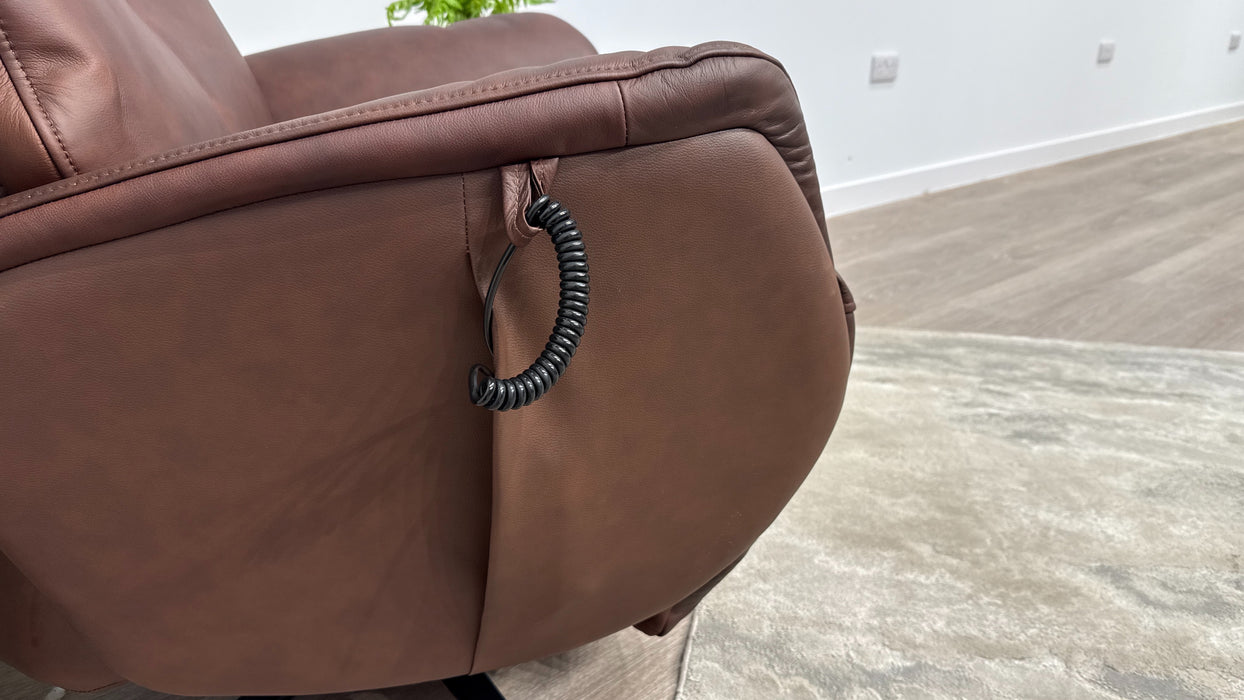 DFS Luxford Express Chair Power Rise & Recliner in Chestnut
