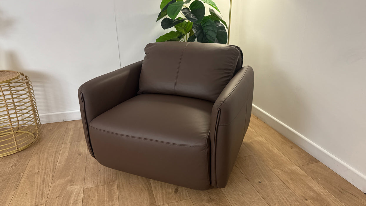 Sofology Tessuto Accent Swivel Chair in Trusty Matt Chocolate