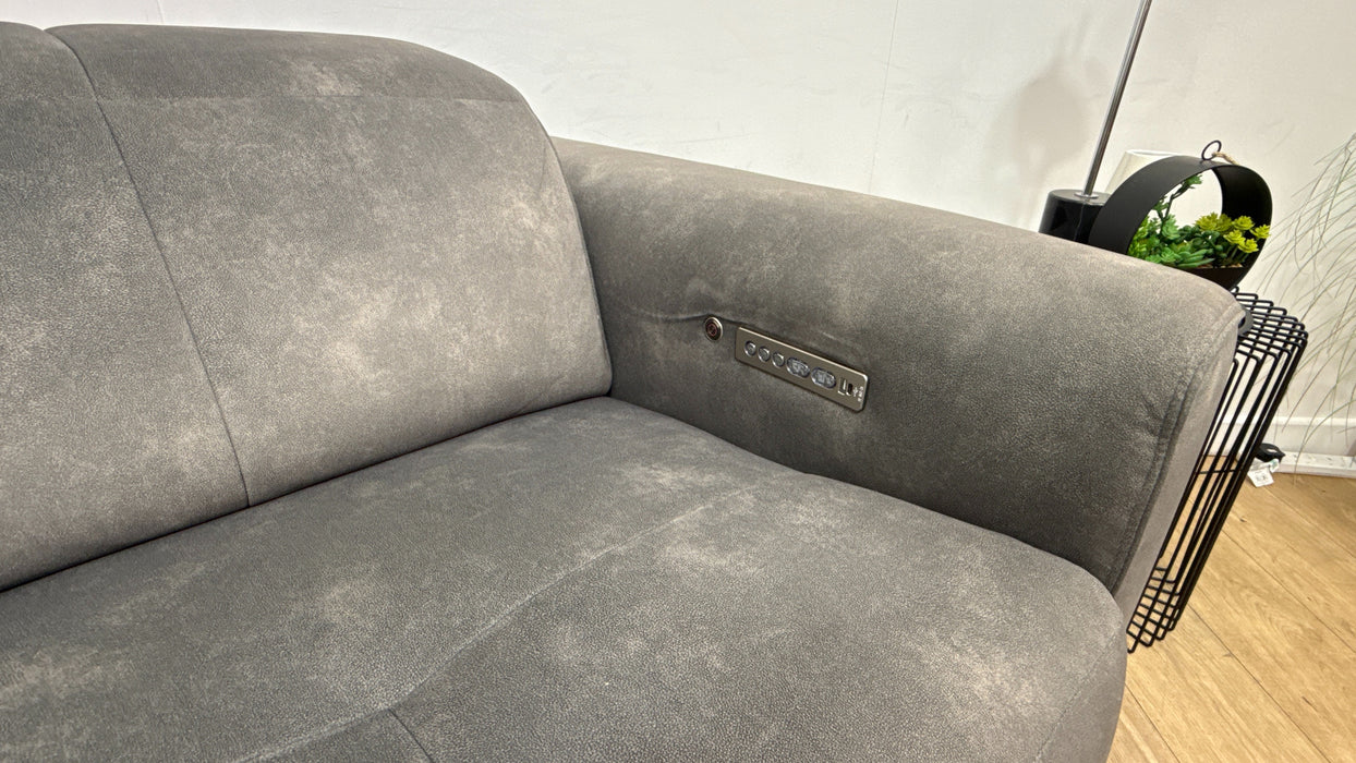 Sofology Riviera Fabric 2.5 Seater Console Power Recliner/Headrest Heated Seats in Mocha