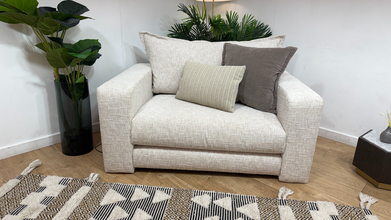 Sofology Cove Fabric Loveseat Light Wood Panel in Artisan Chenille Ecru Mix