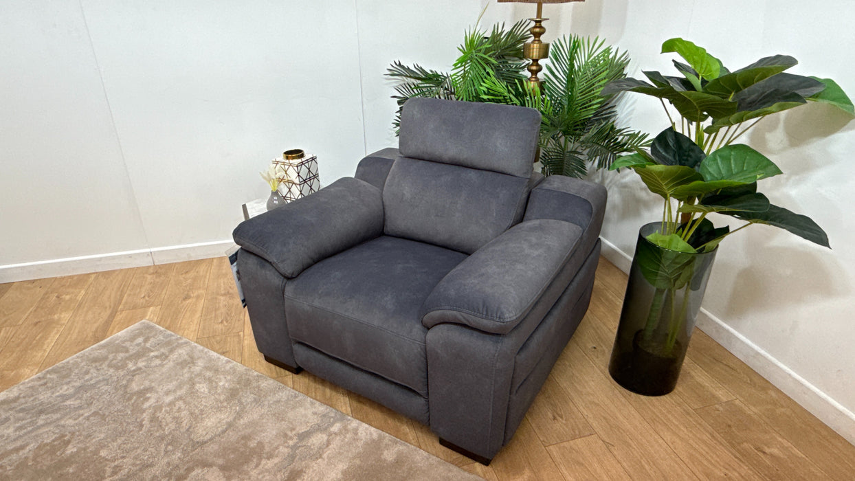 Sofology Portland Fabric Chair Power Recliner/Headrest Heated Seat in Lifestyle Flecked Charcoal