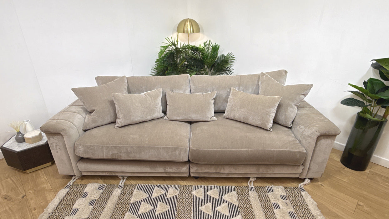 Sofology Regency Fabric 4 Seater Split Foam Seats in Fine Textured Chenille Stone