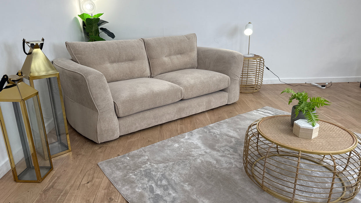 Sofology The Reign 3 Seater Fabric Sofa in Luxe Sherpa French Beige/Natural Mix