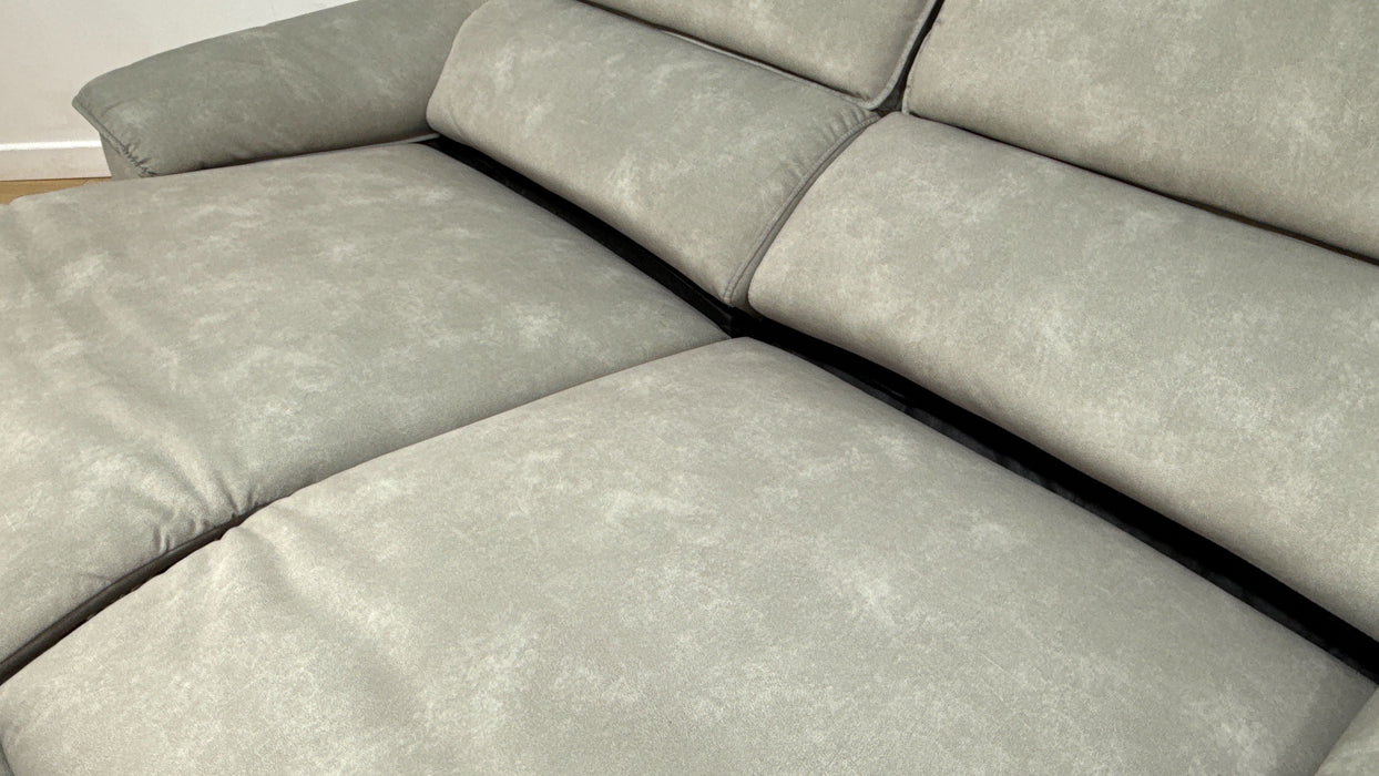 Sofology Benz Fabric 3 Seater Power Recliner/Headrest in Lifestyle Flecked Stone