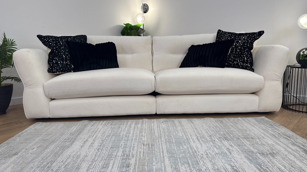 Sofology The Reign 4 Seater Fabric Sofa in Luxe Sherpa Ecru/Natural Mix