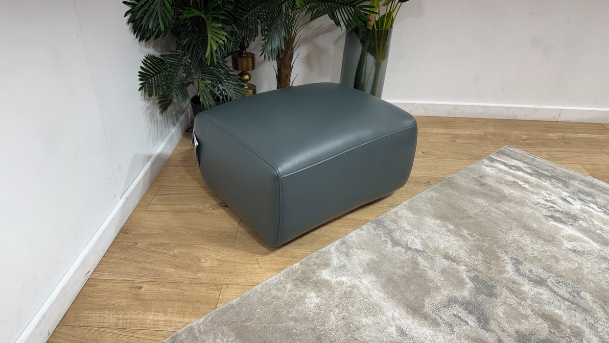 Sofology Leather Designer Footstool in Peacock