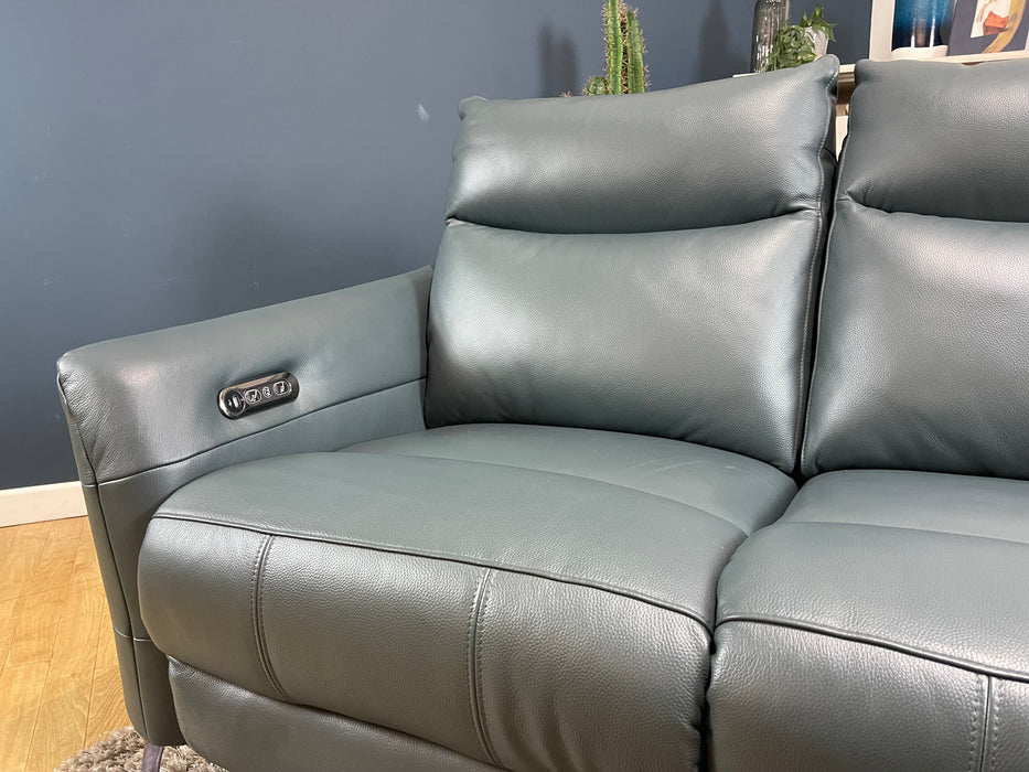 Renato 2 Seater - Trusty Embossed Leather Peacock Power Recliner (WA2)