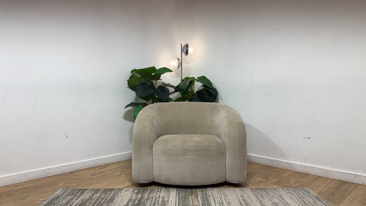 Sofology Dalston Fabric Swivel Chair in Soft Chenille Linen Limited Edition