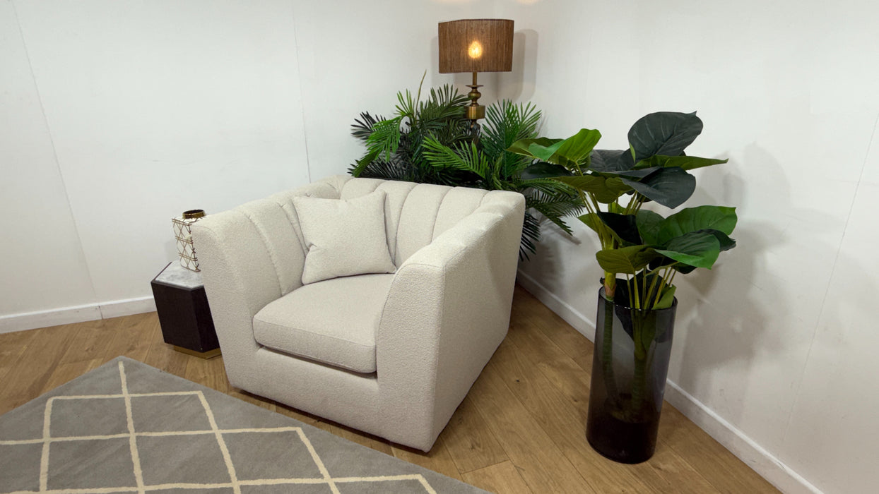 Sofology Downtown Fabric Swivel Chair in Boucle Linen
