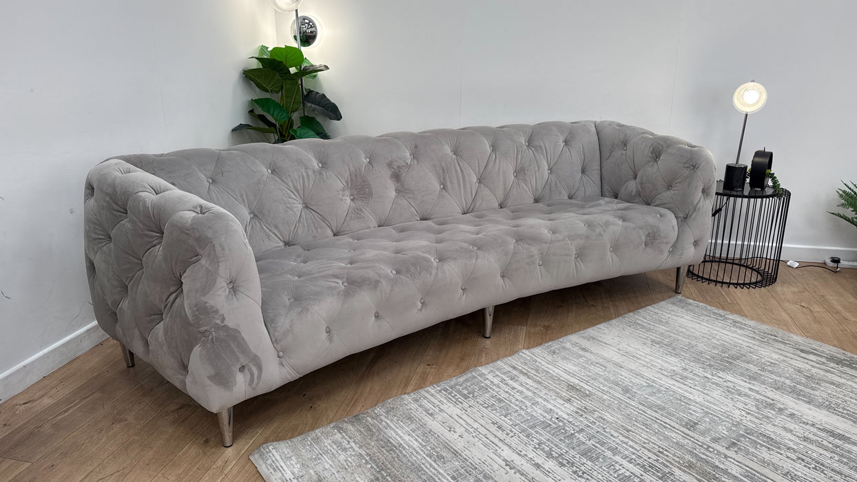 Sofology Alchemist Fabric 4 Seater in Plush Silver