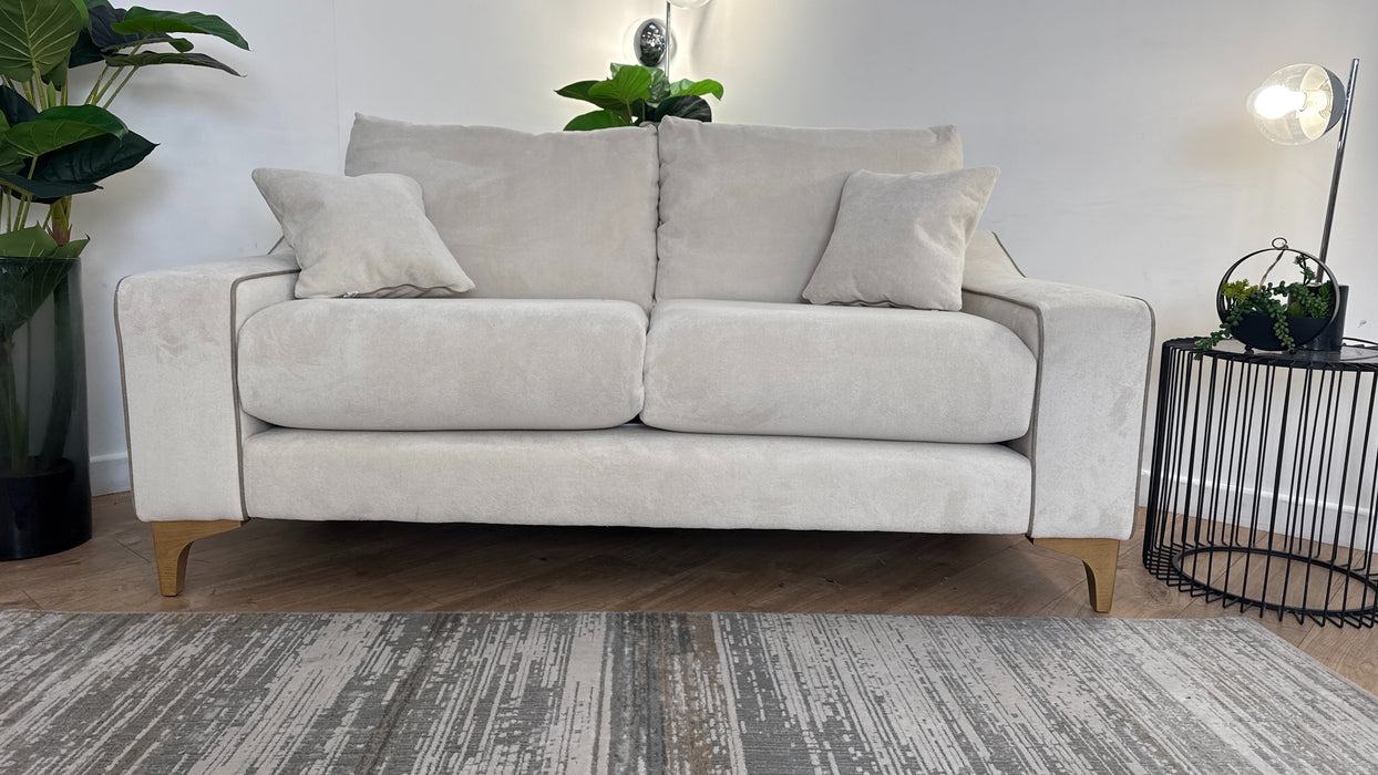 Sofology Wildwood Fabric 2 Seater in Soft Sherpa Natural Contrast Piping