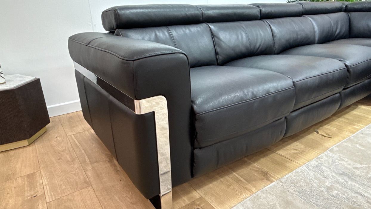 Sofology Moreno Leather 2 Corner 3 Power Recliner in Black