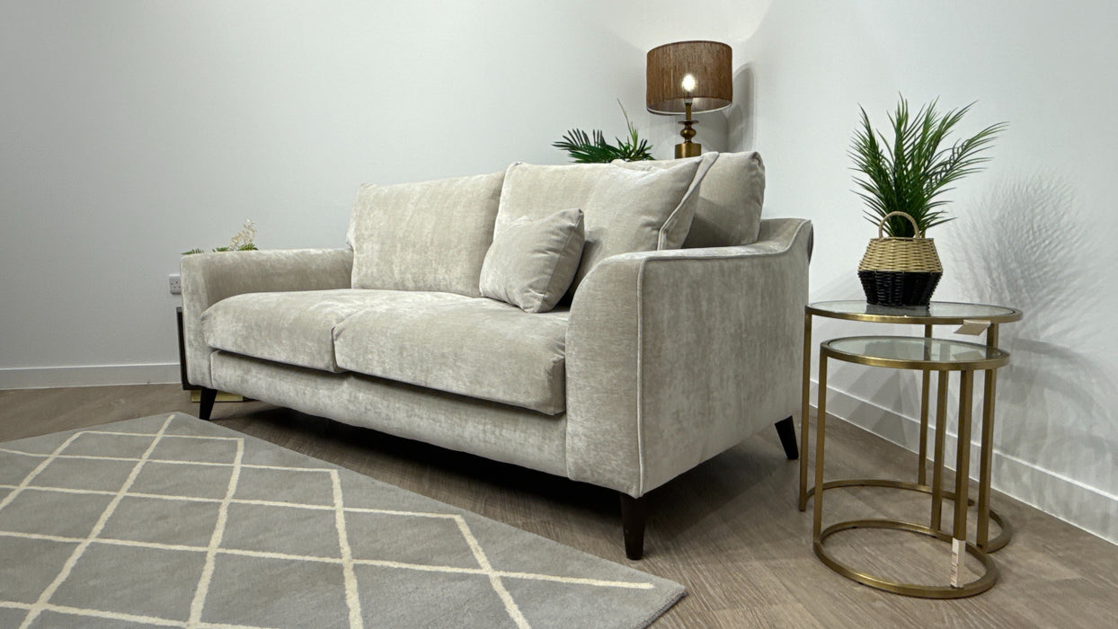 Sofology Mayfair Fabric 3 Seater Foam Seats in Soft Chenille Linen