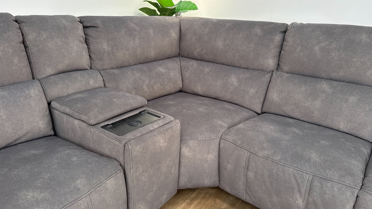 Sofology The Ravello Fabric 1 Corner 2 Console Power Recliner/Headrest in Lifestyle Flecked Mocha