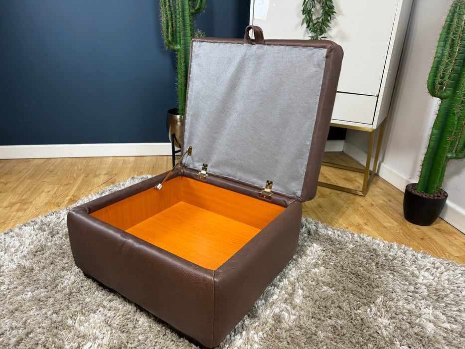 Galleria Storage Footstool Apollo Marrone Leather (WA2)