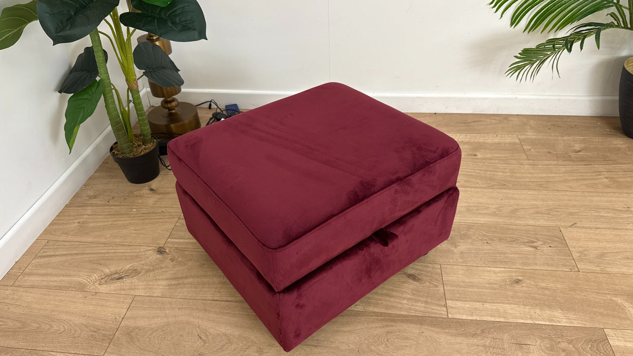 Sofology Kensington Fabric Storage Footstool in Wine All Over