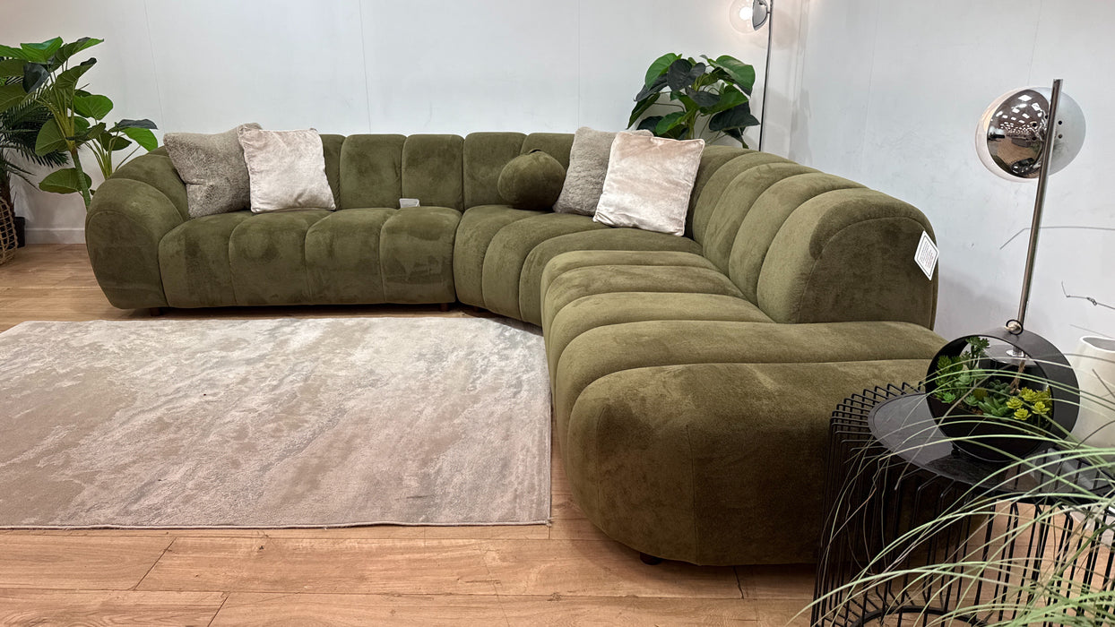Sofology Waldorf Fabric 2 Corner 1.5 Chaise in Soft Sherpa Olive Mix