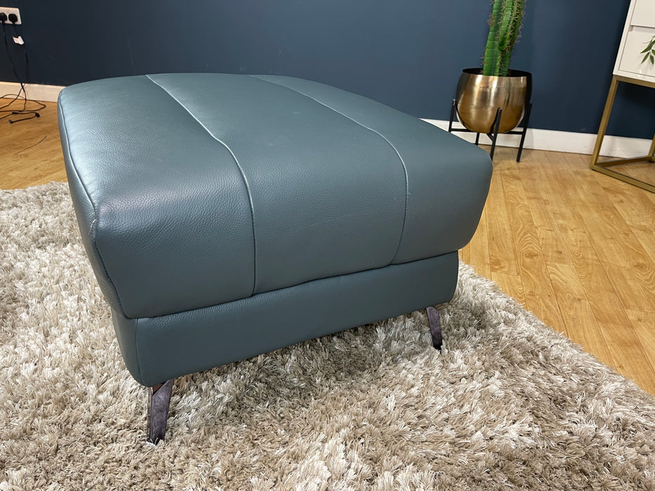 Renato Designer Footstool - Trusty Embossed Leather Peacock (WA2)