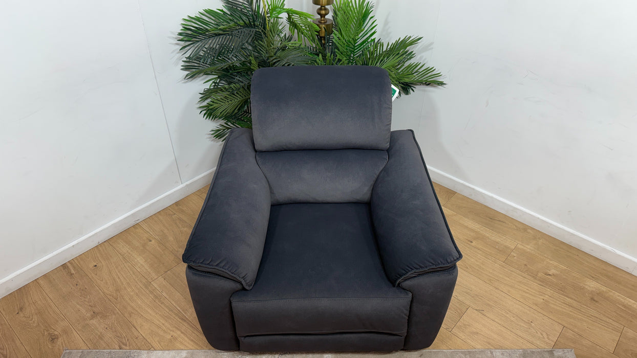 Sofology Hugo Fabric Chair Power Recliner/Headrest in Lifestyle Flecked Anthracite