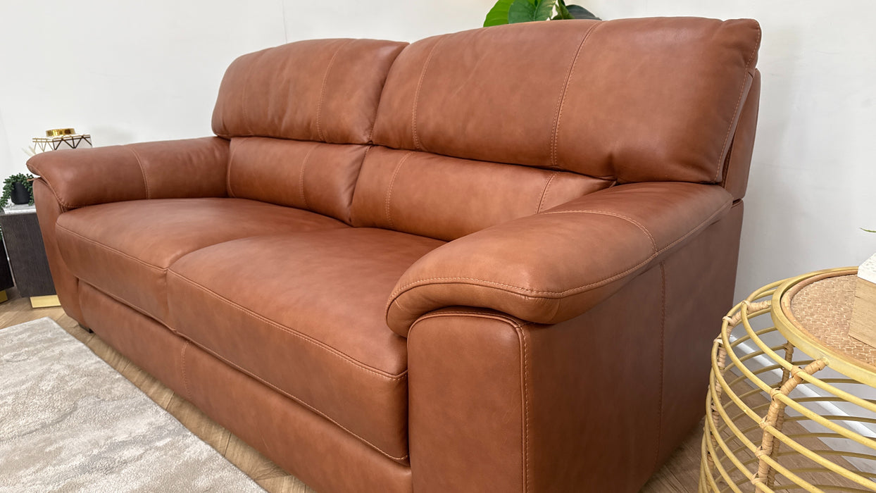 Sofology Santina Leather 3 Seater in Relaxed Soft Tan