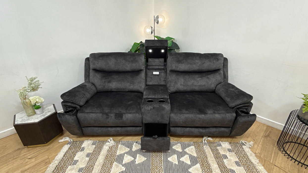 DFS Trek 2 seater Power Recliner with console in Charcoal