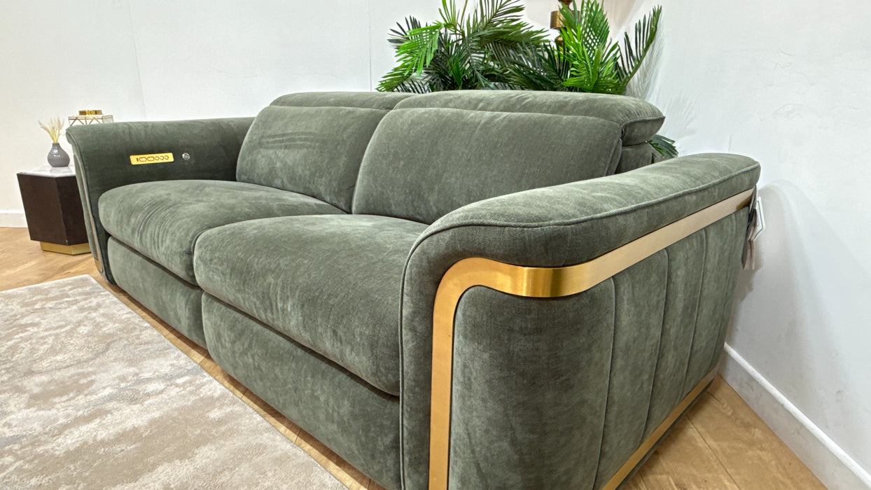 Sofology Plaza Fabric 2.5 Seater Power Recliner/Headrest Heated Seats in Relaxed Chenille Pine