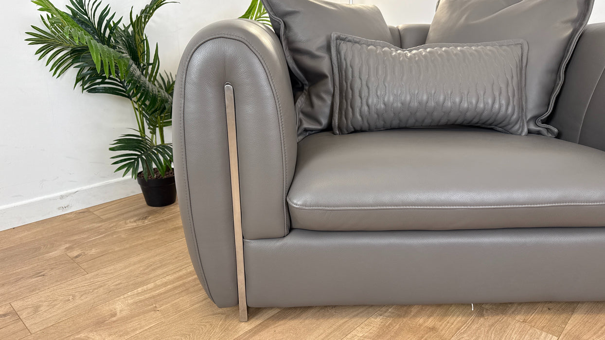 The Empress Loveseat - Leather - Grey