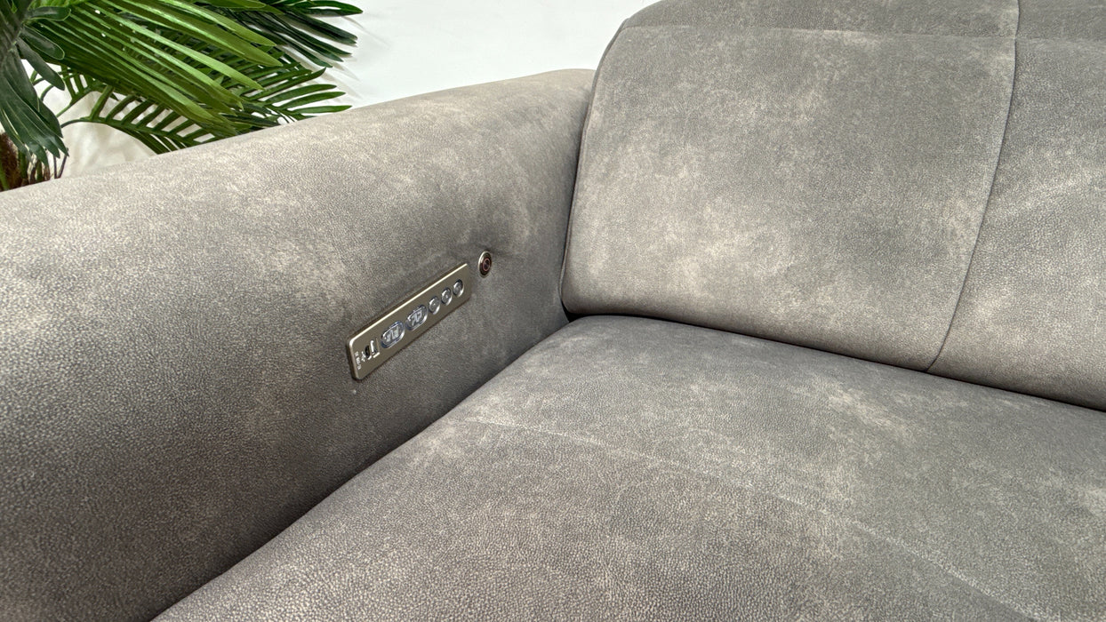 Sofology Riviera Fabric 2.5 Seater Console Power Recliner/Headrest Heated Seats in Mocha