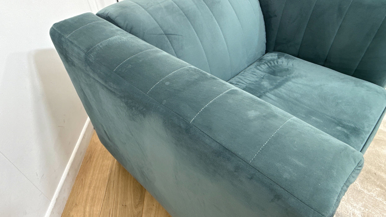 Sofology Fluted Isla Fabric Loveseat in Velluto Azure
